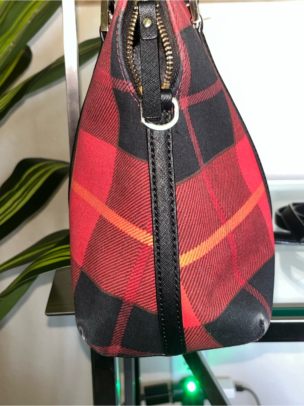 kate spade Red and Black Plaid Satchel with Black Straps - Picture 11 of 14